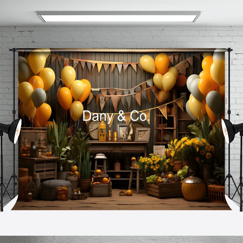 Aperturee - Wooden House Balloon Decoration Birthday Backdrop