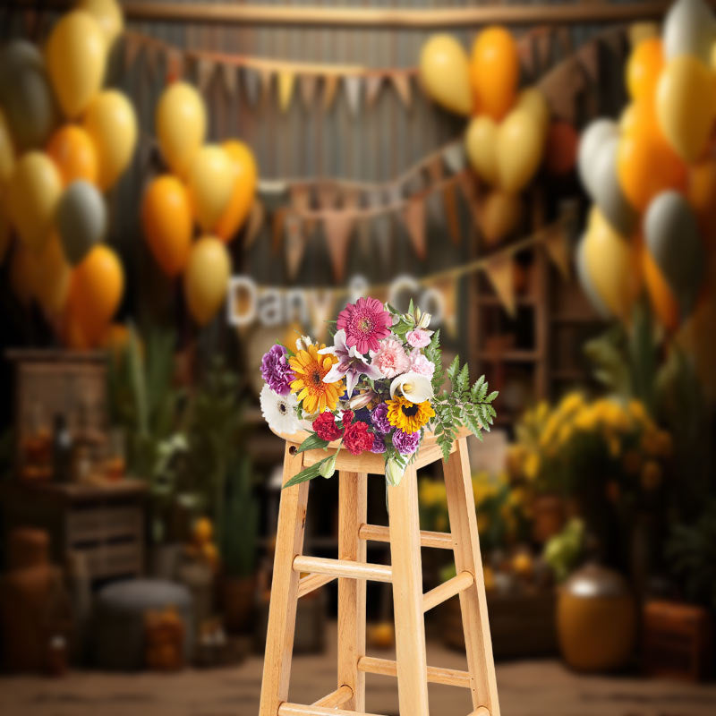 Aperturee - Wooden House Balloon Decoration Birthday Backdrop