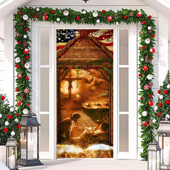 Aperturee - Wooden House Human Baby Holy Christmas Door Cover