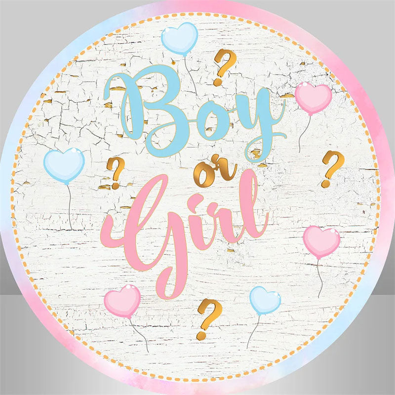 Aperturee - Wooden Pink Blue Round Gender Reveal Backdrop Kit