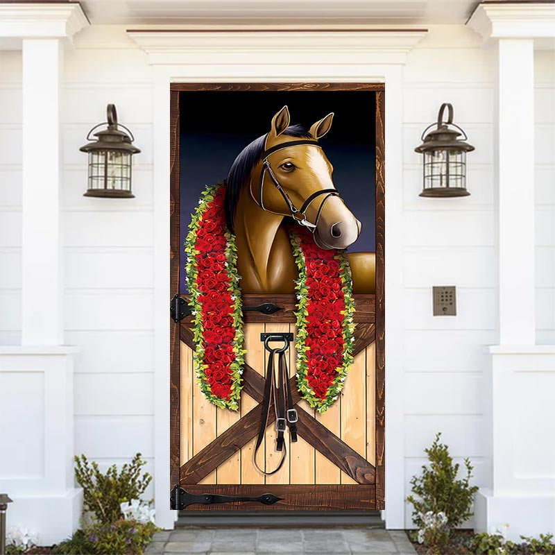 Aperturee - Wooden Stable Horse Racing Kentucky Derby Door Cover