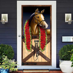 Aperturee - Wooden Stable Horse Racing Kentucky Derby Door Cover