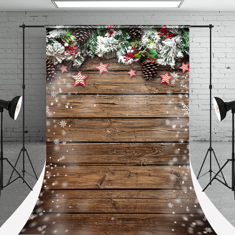 Aperturee - Wooden Star Snowflake Christmas Photo Sweep Backdrop