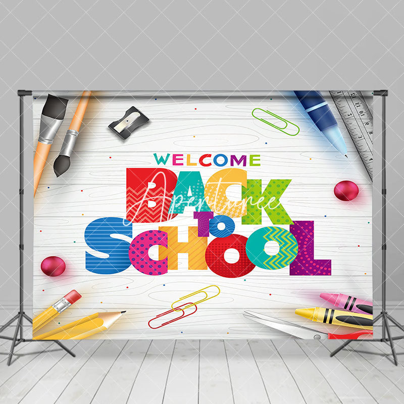 Aperturee - Wooden Stationery Welcome Back To School Backdrop