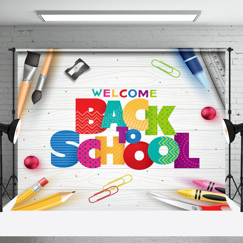 Aperturee - Wooden Stationery Welcome Back To School Backdrop