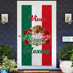 Aperturee - Wooden Stripe Eagle Viva Mexican Birthday Door Cover