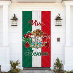 Aperturee - Wooden Stripe Eagle Viva Mexican Birthday Door Cover