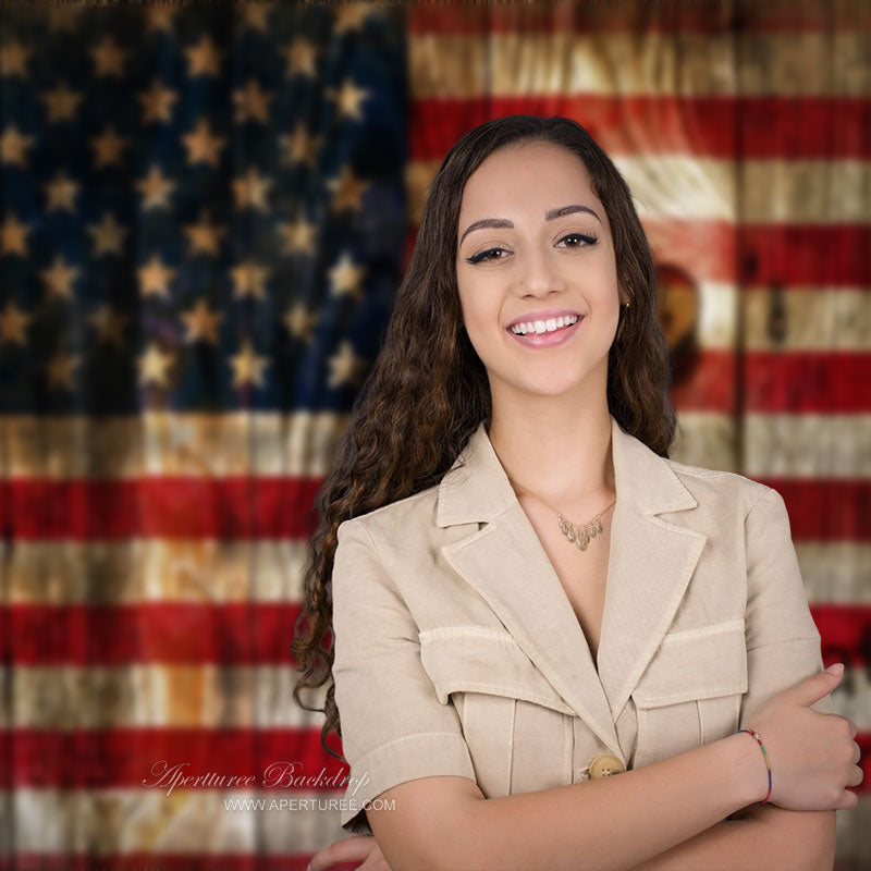 Aperturee - Wooden Us Flag Independence Day Backdrops For Photo