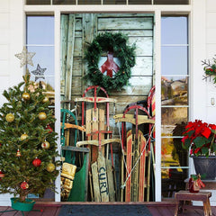 Aperturee - Wooden Wall Board Christmas Door Cover Decoration