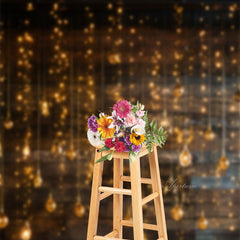 Aperturee - Wooden Wall Lamp Bulb Sparkling Photo Shoot Backdrop