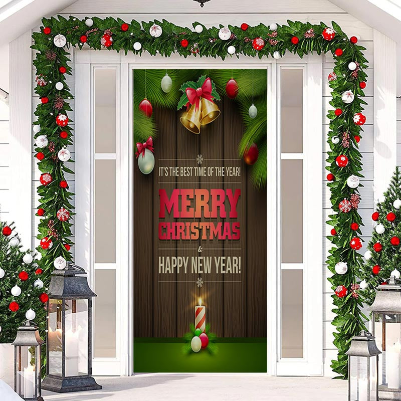 Aperturee - Wooden Wall New Year Merry Christmas Door Cover