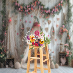 Aperturee - Wooden Wall Pink Floral Boho Tent Wedding Backdrop