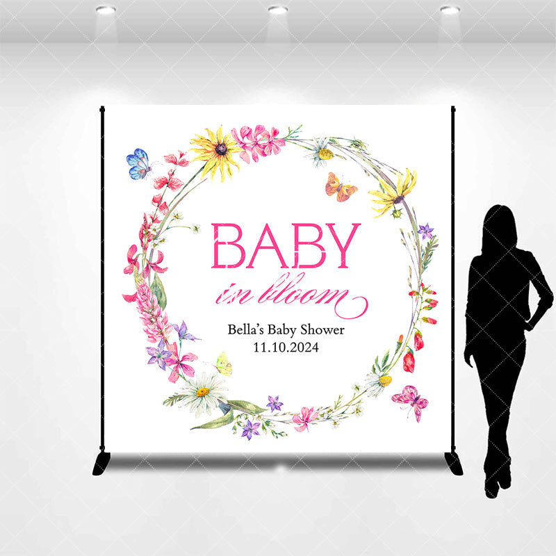 Aperturee - Wreath Baby In Bloom Custom Gender Reveal Backdrop