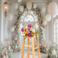 Aperturee - Wreath Lantern White Room Photo Backdrop For Wedding