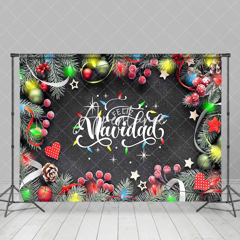 Aperturee - Xmas Leaves Bells Feliz Navidad Christmas Backdrop