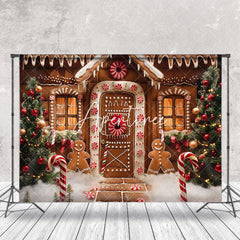 Aperturee - Xmas Tree Gingerbread House Christmas Photo Backdrop