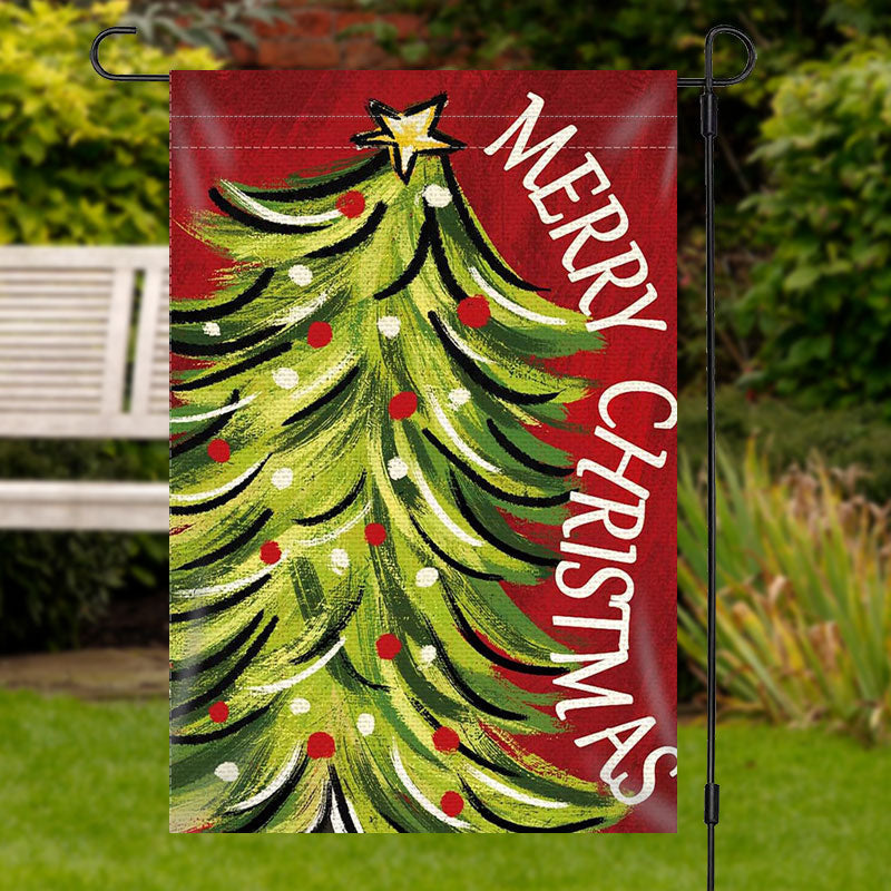 Aperturee - Xmas Tree Winter Holiday Merry Christmas Garden Flag