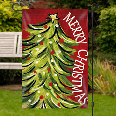 Aperturee - Xmas Tree Winter Holiday Merry Christmas Garden Flag