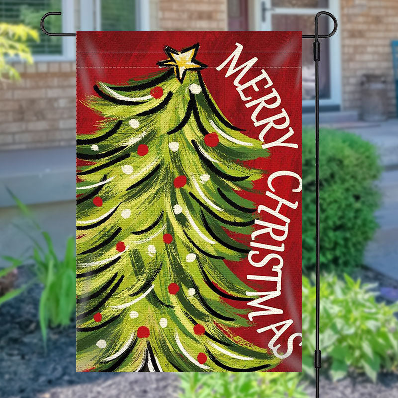 Aperturee - Xmas Tree Winter Holiday Merry Christmas Garden Flag