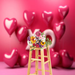 Aperturee - Xo Pink Heart Balloon Valentines Day Photo Backdrop