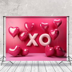 Aperturee - Xo Pink Heart Balloon Valentines Day Photo Backdrop