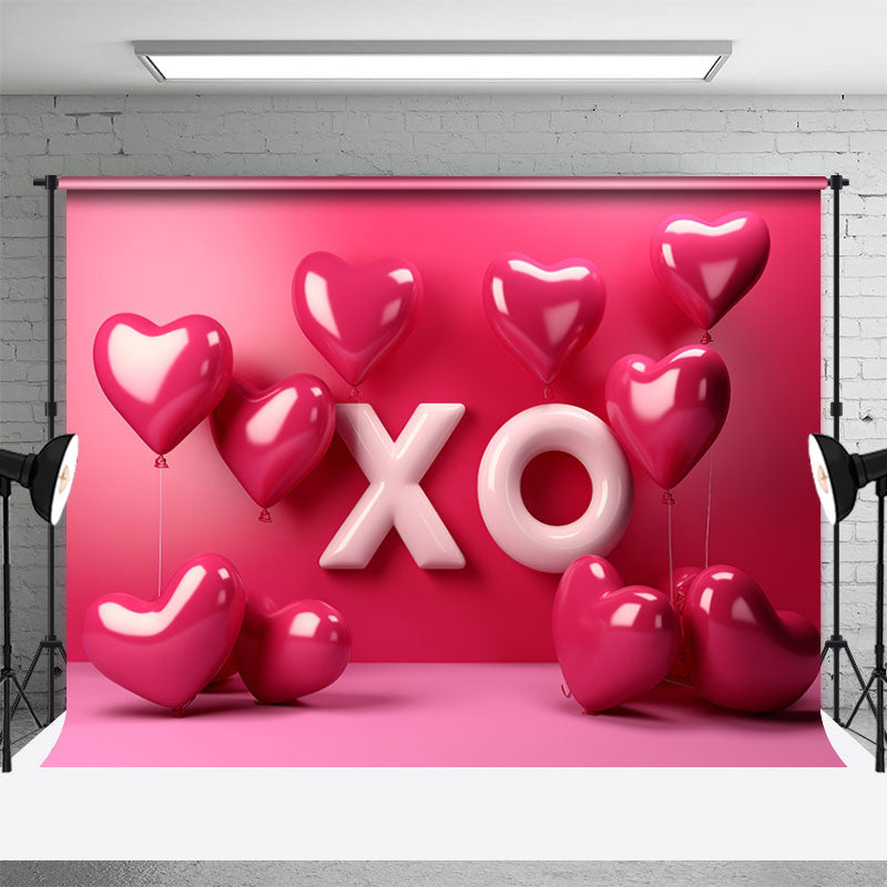 Aperturee - Xo Pink Heart Balloon Valentines Day Photo Backdrop