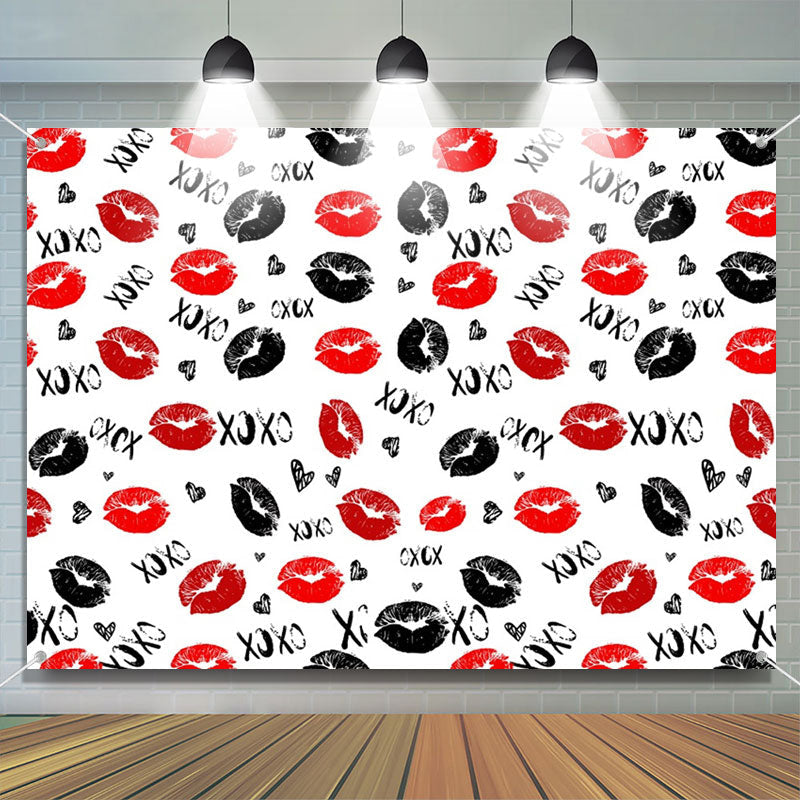 Aperturee - Xoxo Love Red Black Lips Valentines Day Backdrop