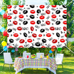 Aperturee - Xoxo Love Red Black Lips Valentines Day Backdrop