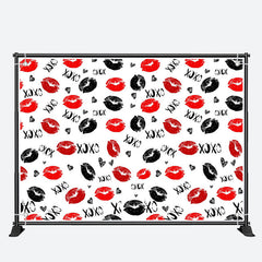 Aperturee - Xoxo Love Red Black Lips Valentines Day Backdrop