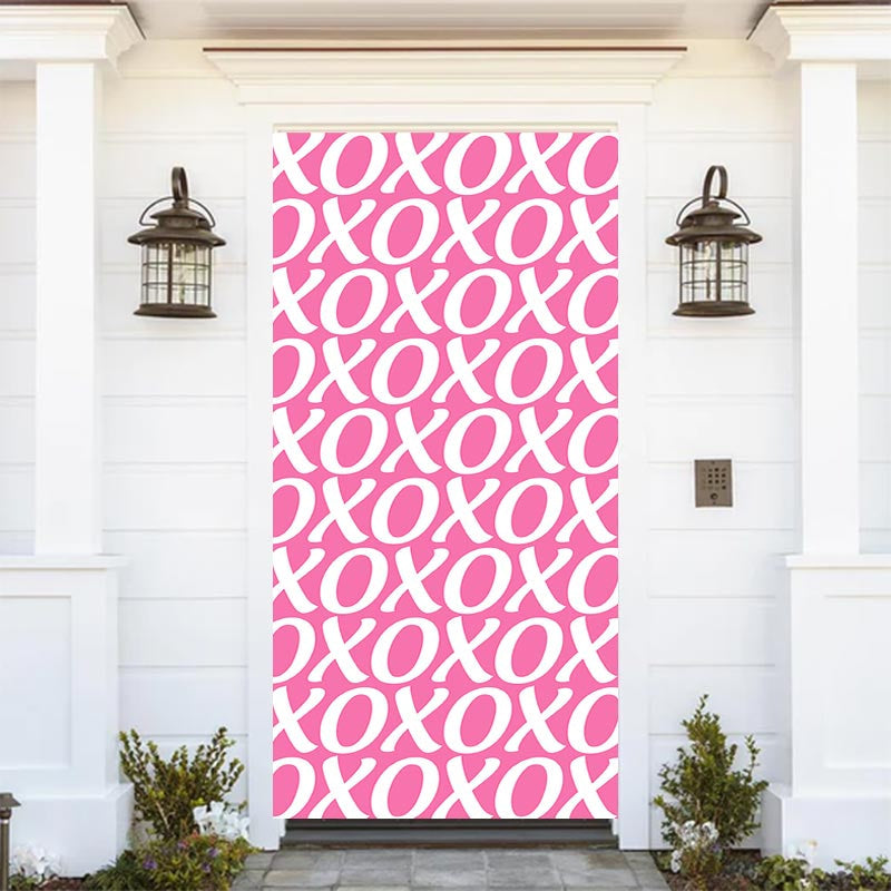 Aperturee - Xoxo Repeat Letters Pink Valentines Day Door Cover