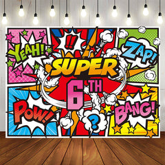 Aperturee - Yeah Zap Pow Caricature Super 6th Birthday Backdrop