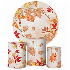 Aperturee Yellow Autumn Maple Leaves Party Round Backdrop Kit