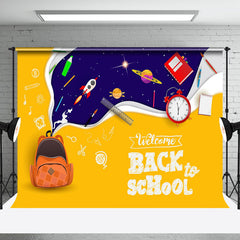 Aperturee - Yellow Bags Galaxy Welcome Back To School Backdrop