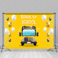 Aperturee - Yellow Balloons Bus Back To School Party Backdrop