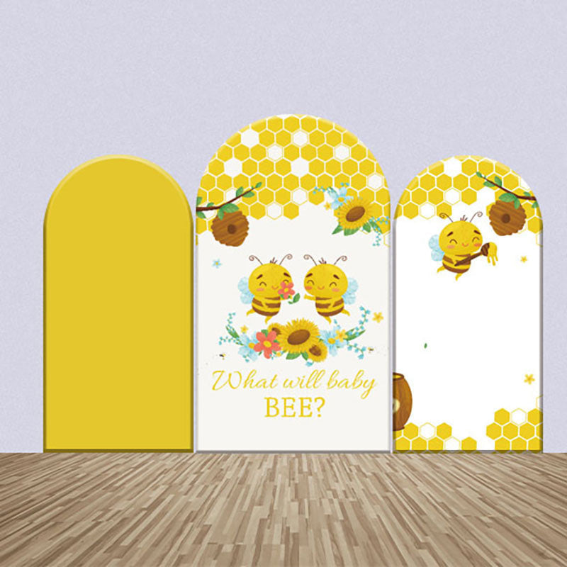 Aperturee - Yellow Bee Honeycomb Gender Reveal Arch Backdrop Kit