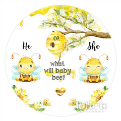 Aperturee Yellow Bee What Will Be Baby Shower Round Backdrop