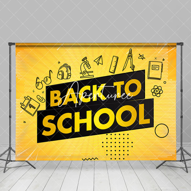 Aperturee - Yellow Black Stationery Line Back To School Backdrop