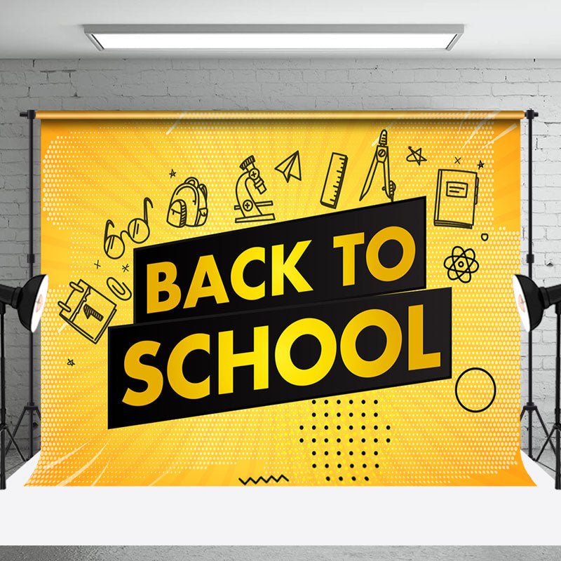 Aperturee - Yellow Black Stationery Line Back To School Backdrop