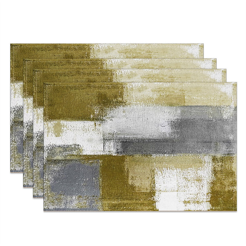 Aperturee - Yellow Brown Grey Mixed Vintage Set Of 4 Placemats