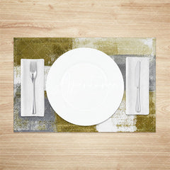 Aperturee - Yellow Brown Grey Mixed Vintage Set Of 4 Placemats