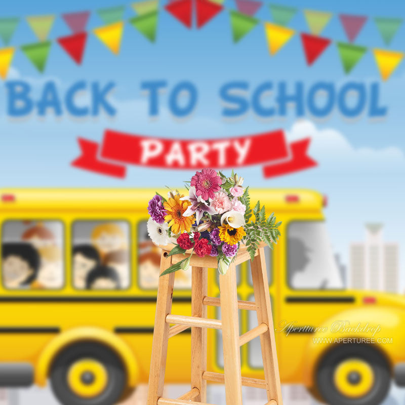 Aperturee - Yellow Bus Back To School Party Photo Backdrops