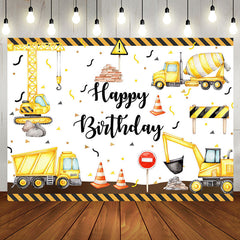 Aperturee - Yellow Excavator Construction Site Birthday Backdrop