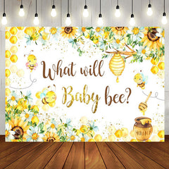 Aperturee - Yellow Floral Honeycomb Bees Gender Reveal Backdrop