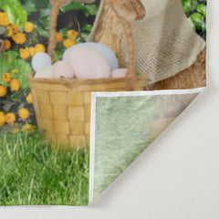 Aperturee - Yellow Flower Spring Yard Bunny Easter Day Backdrop