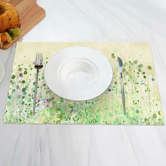 Aperturee - Yellow Green Leaf Vintage Spring Set Of 4 Placemats