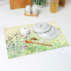 Aperturee - Yellow Green Leaf Vintage Spring Set Of 4 Placemats