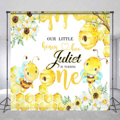 Aperturee - Yellow Honey Bee Floral Custom 1st Birthday Backdrop