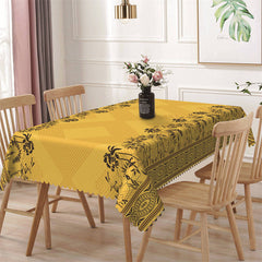 Aperturee - Yellow Plant Rhombus Line Print Rectangle Tablecloth