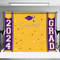 Aperturee - Yellow Purple Color Stars Happy Graduation Backdrop