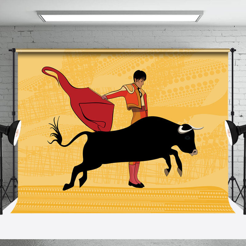 Aperturee - Yellow Red Bullfighting Show San Fermin Backdrop